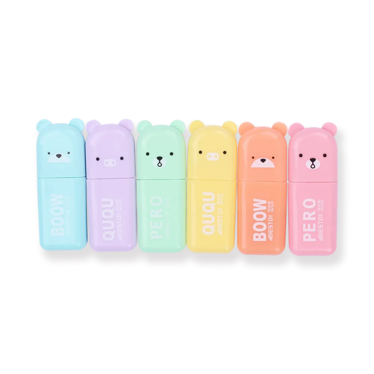 Bear-shaped Mini Highlighter - Set of 6