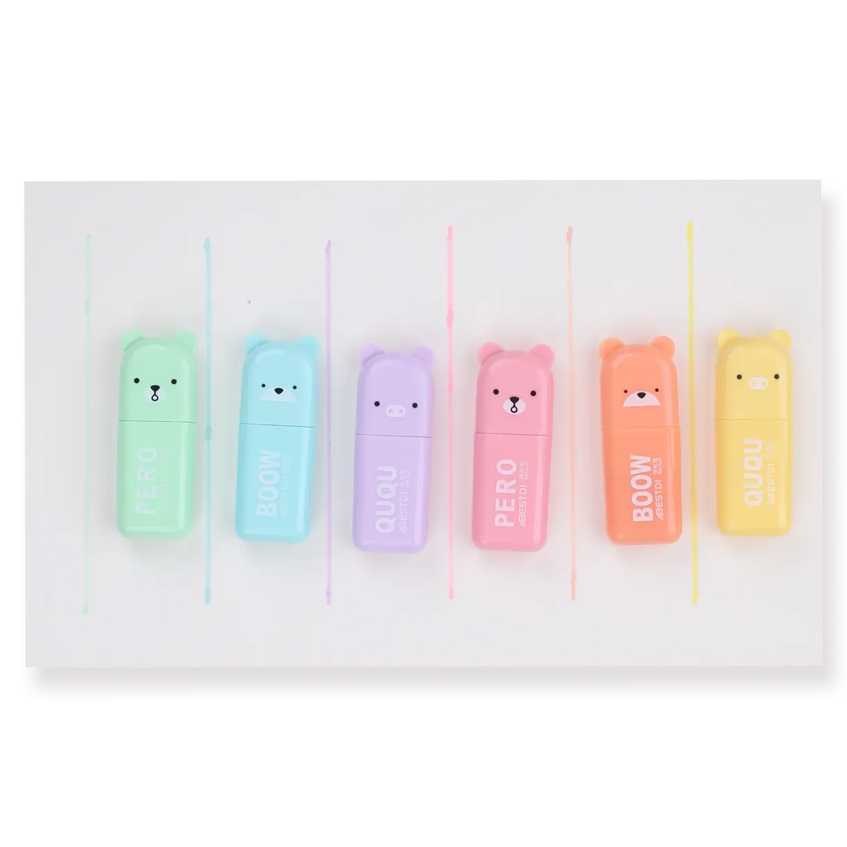 Bear-shaped Mini Highlighter - Set of 6