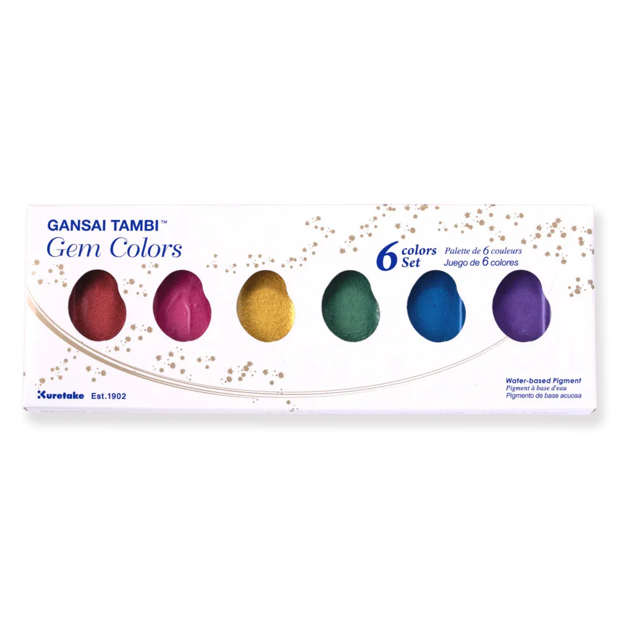 Kuretake Gansai Tambi Watercolor Palette - Gem Colors - 6 Color Set