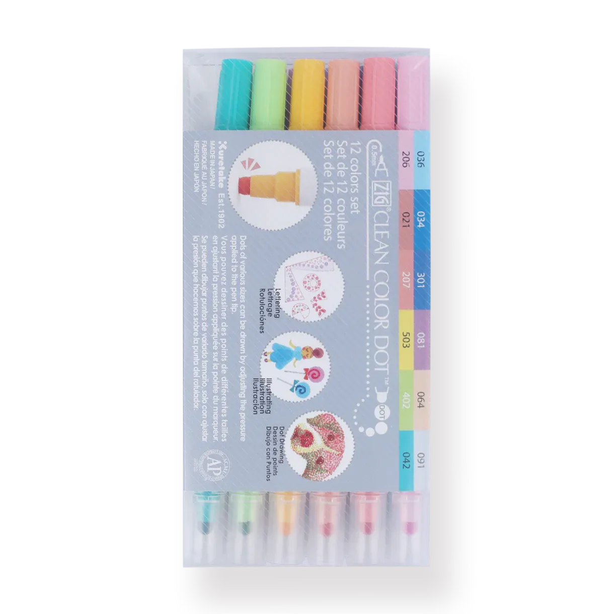  Kuretake ZIG Clean Color Dot Double-Sided Marker - 12 Color Set