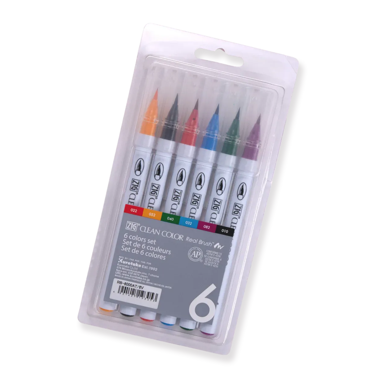 Kuretake ZIG Clean Color Real Brush  Pen - 6 Color Set