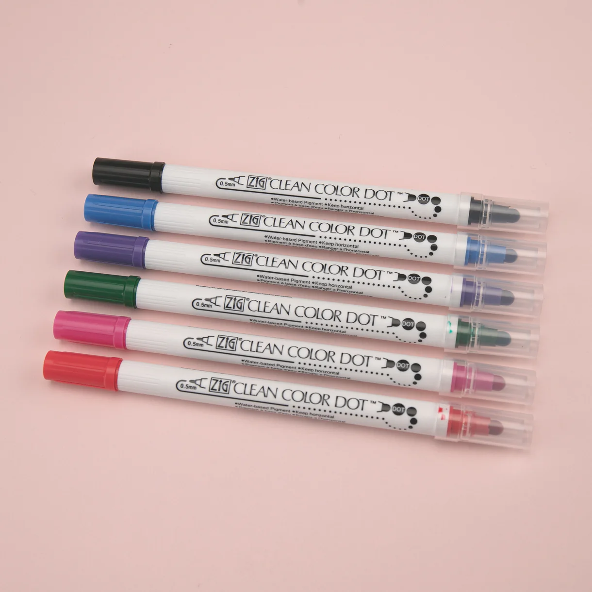  Kuretake Zig Clean Colour Dot Basic Double-Sided Marker - 6 Color Set