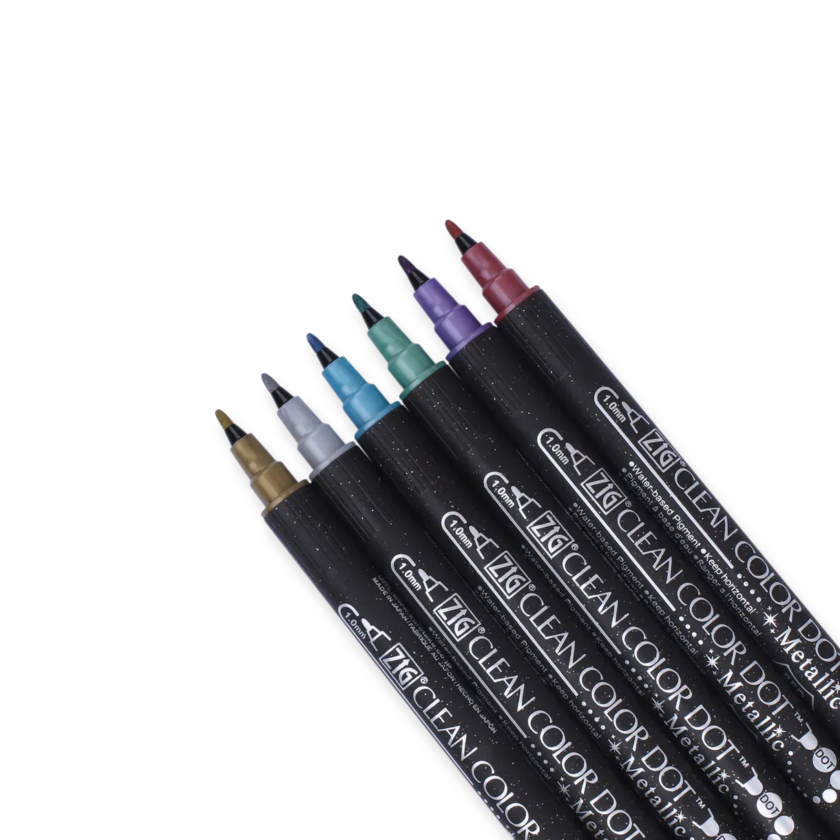 Kuretake Zig Clean Colour Dot Metallic Double-Sided Marker - 6 Color Set