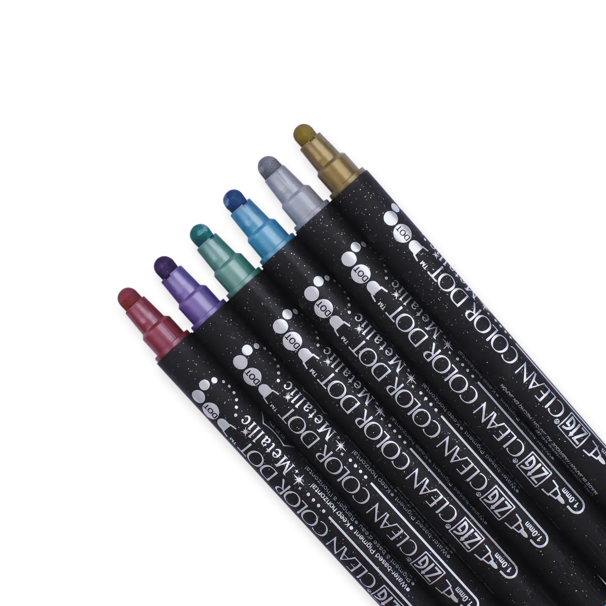 Kuretake Zig Clean Colour Dot Metallic Double-Sided Marker - 6 Color Set