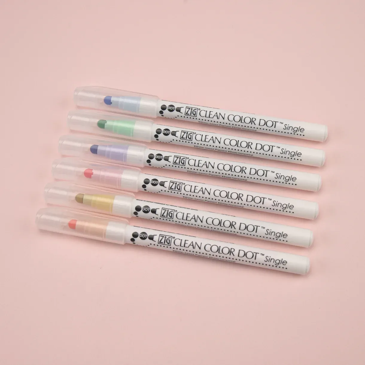 Kuretake Zig Clean Colour Dot Single Marker - 6 Colors Set