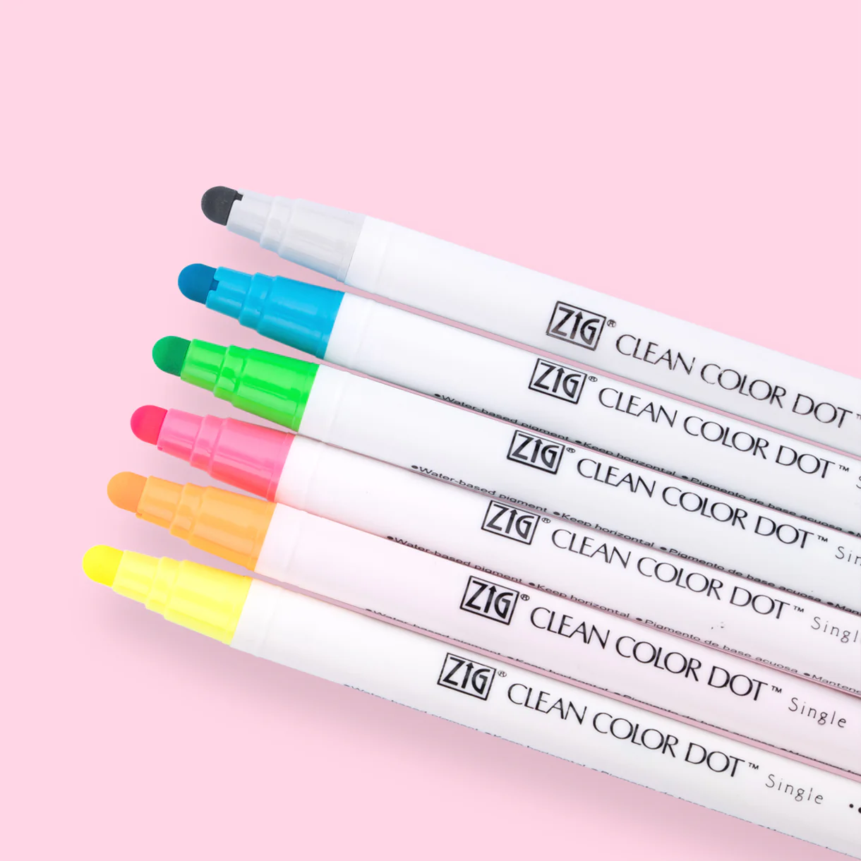 Kuretake Zig Clean Colour Dot Single Marker - Set of 6 - Highlight Colors