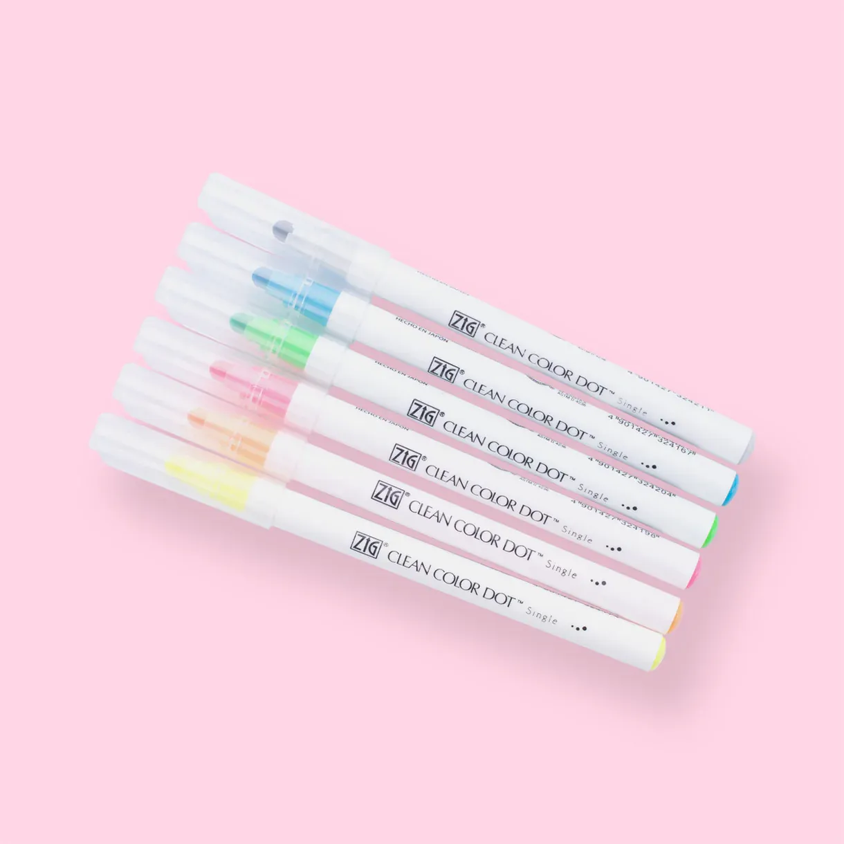 Kuretake Zig Clean Colour Dot Single Marker - Set of 6 - Highlight Colors