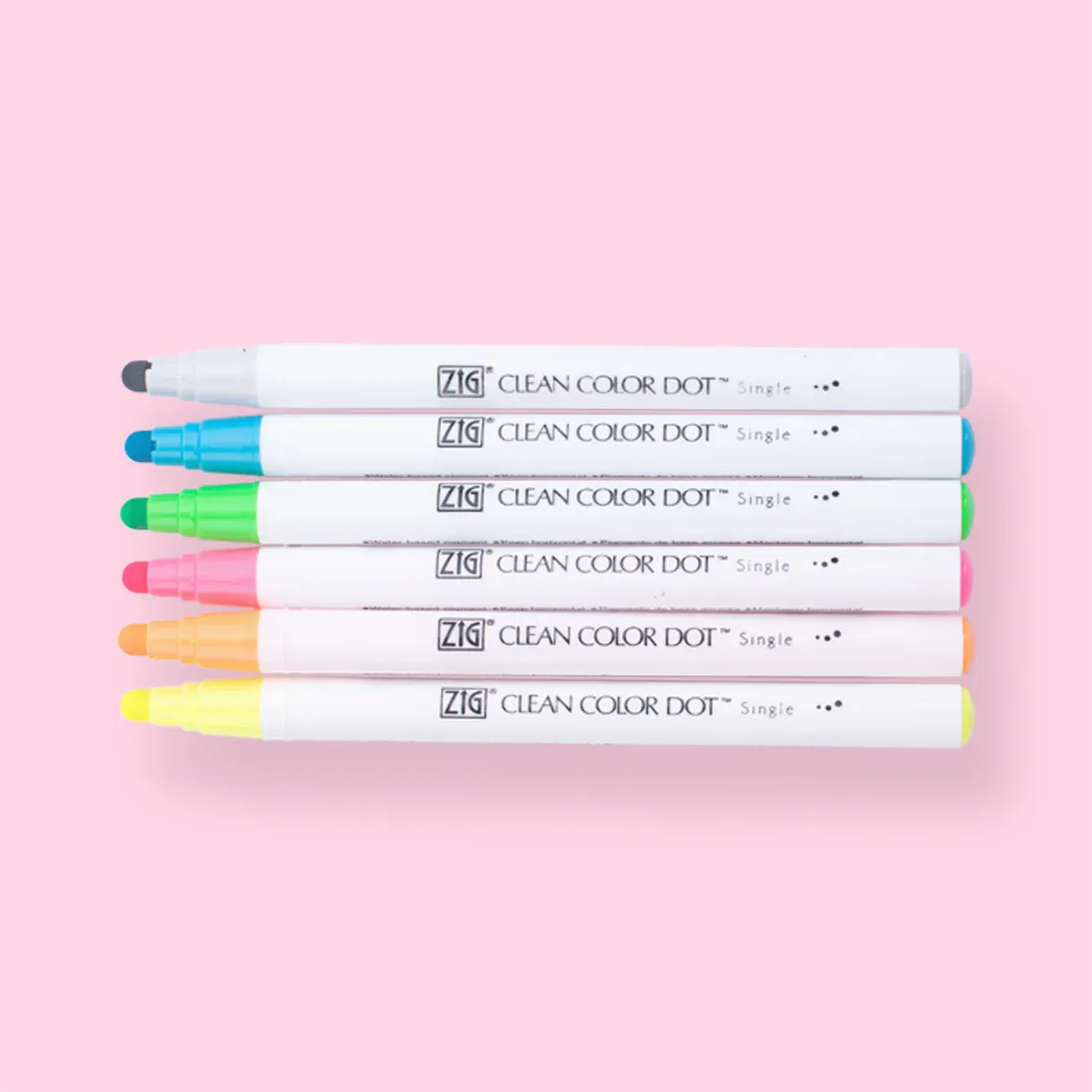 Kuretake Zig Clean Colour Dot Single Marker - Set of 6 - Highlight Colors