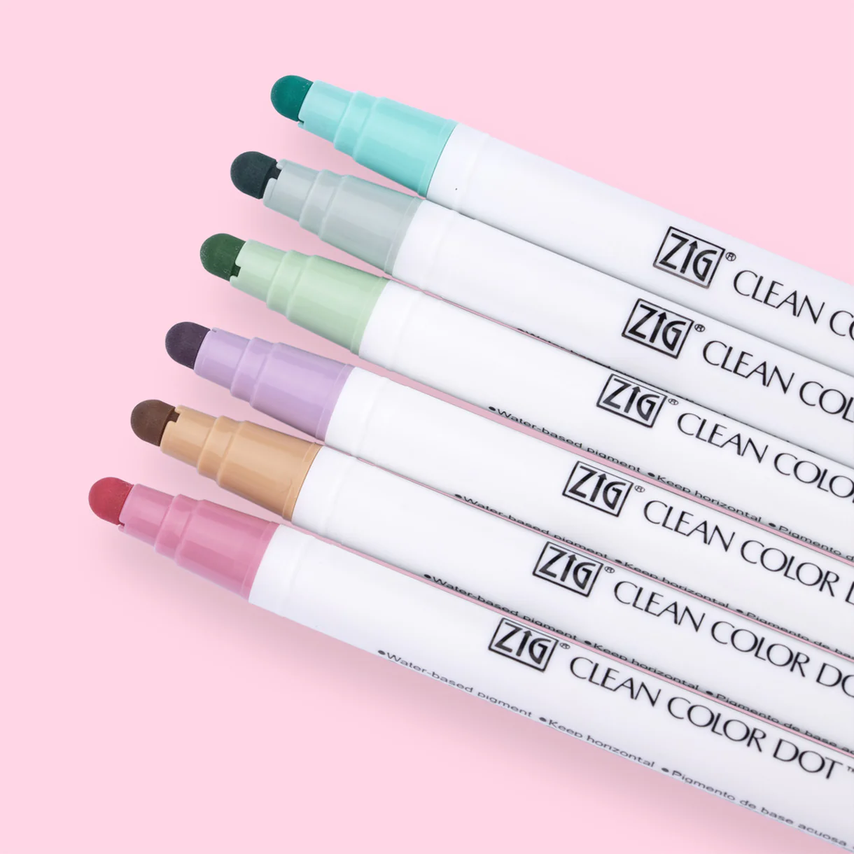 Kuretake Zig Clean Colour Dot Single Marker - Set of 6 - Mild Smoky