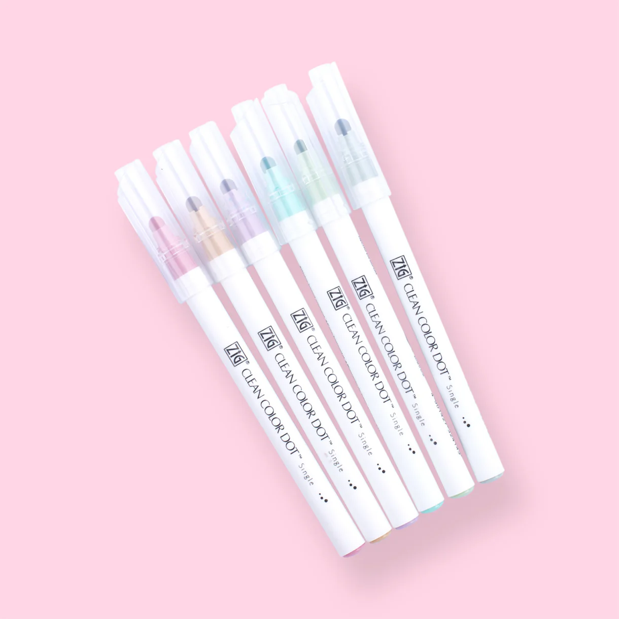 Kuretake Zig Clean Colour Dot Single Marker - Set of 6 - Mild Smoky