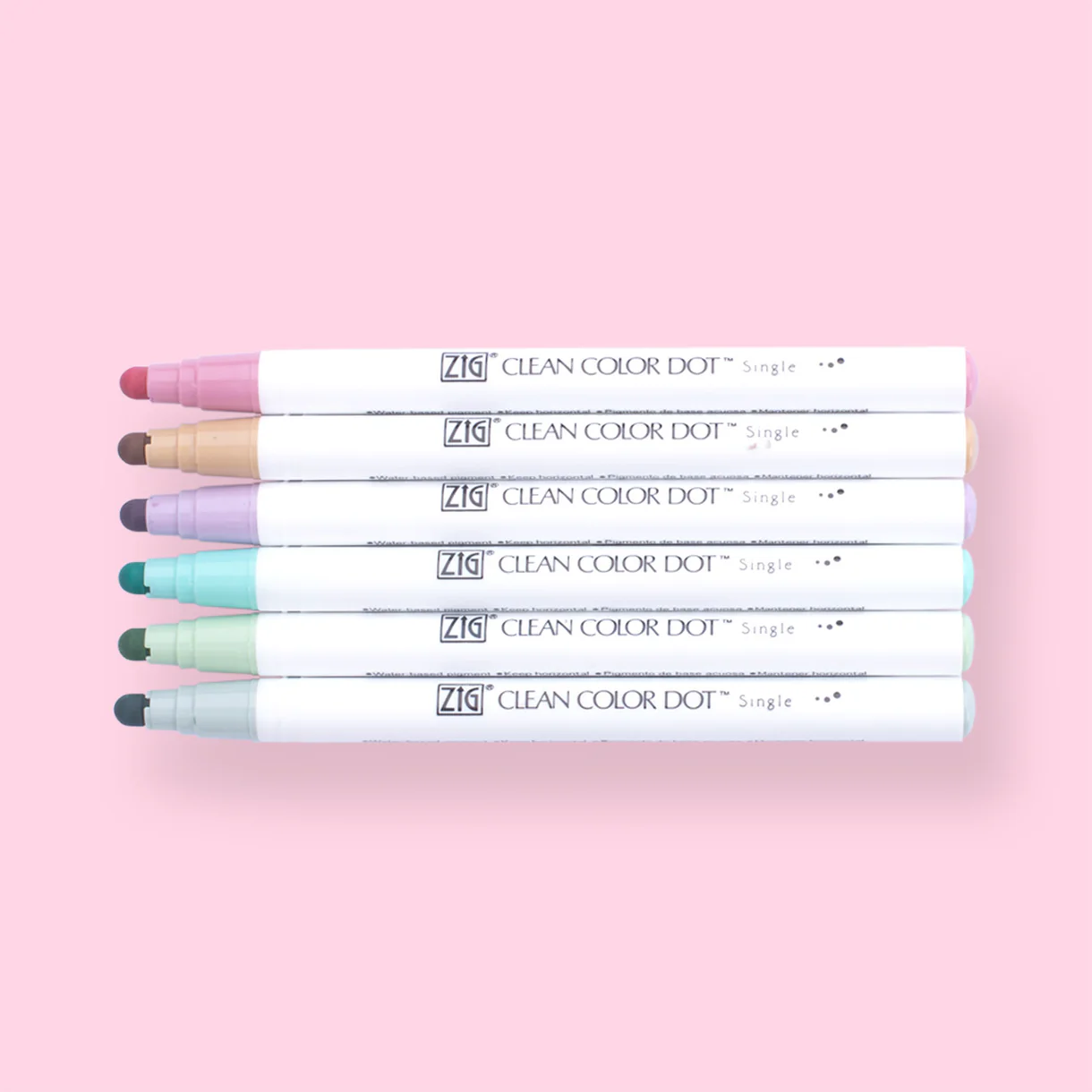 Kuretake Zig Clean Colour Dot Single Marker - Set of 6 - Mild Smoky