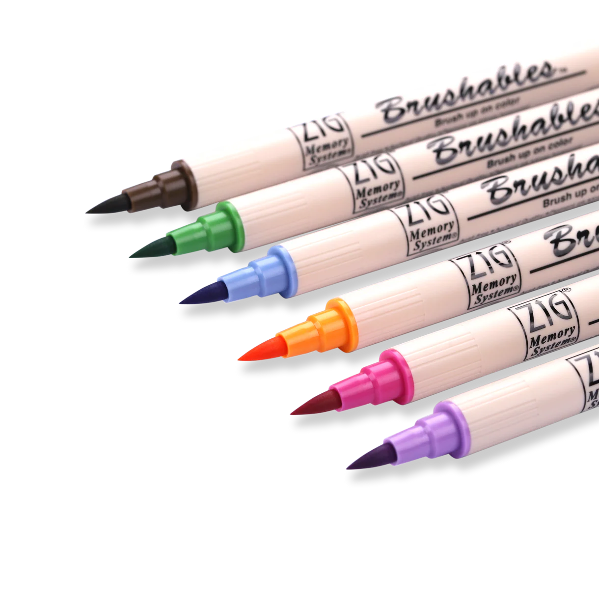 Kuretake ZIG Brushables Brush Pen - 6 Color Bright Set