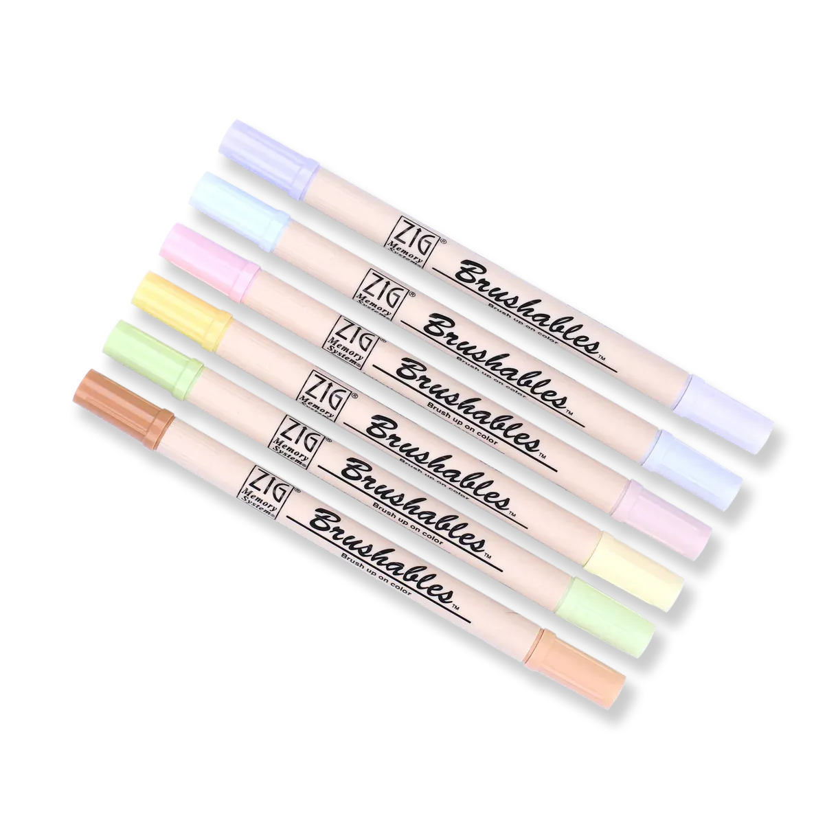 Kuretake ZIG Brushables Brush Pen - 6 Color Pastel Set