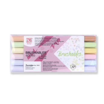  Kuretake ZIG Brushables Brush Pen - 6 Color Pastel Set