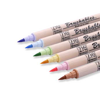  Kuretake ZIG Brushables Brush Pen - 6 Color Pastel Set