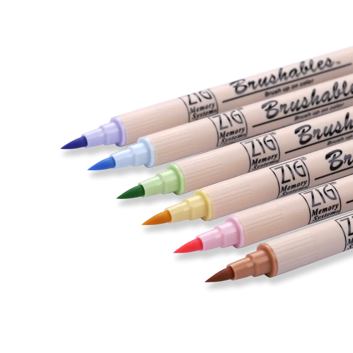 Kuretake ZIG Brushables Brush Pen - 6 Color Pastel Set
