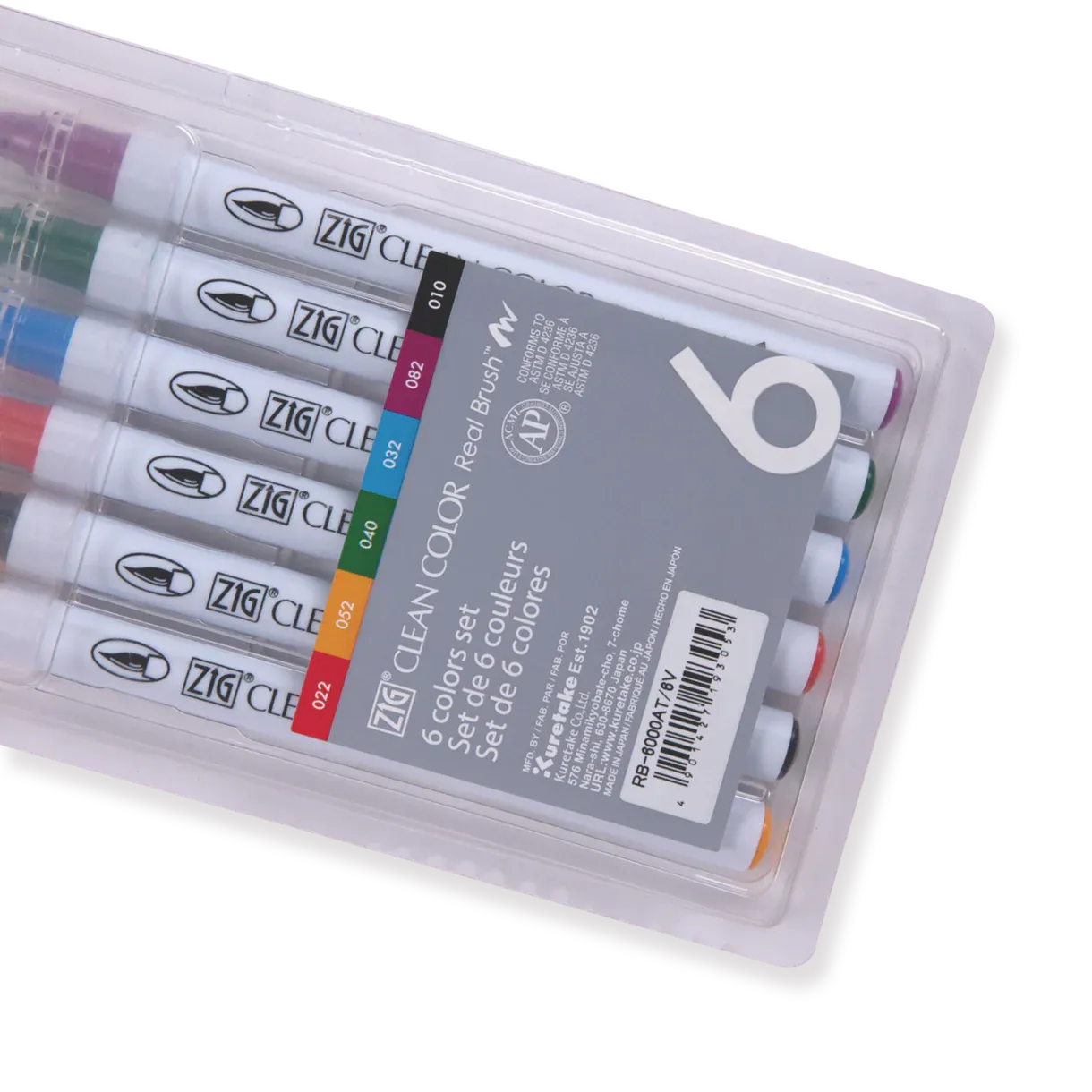 Kuretake ZIG Clean Color Real Brush  Pen - 6 Color Set