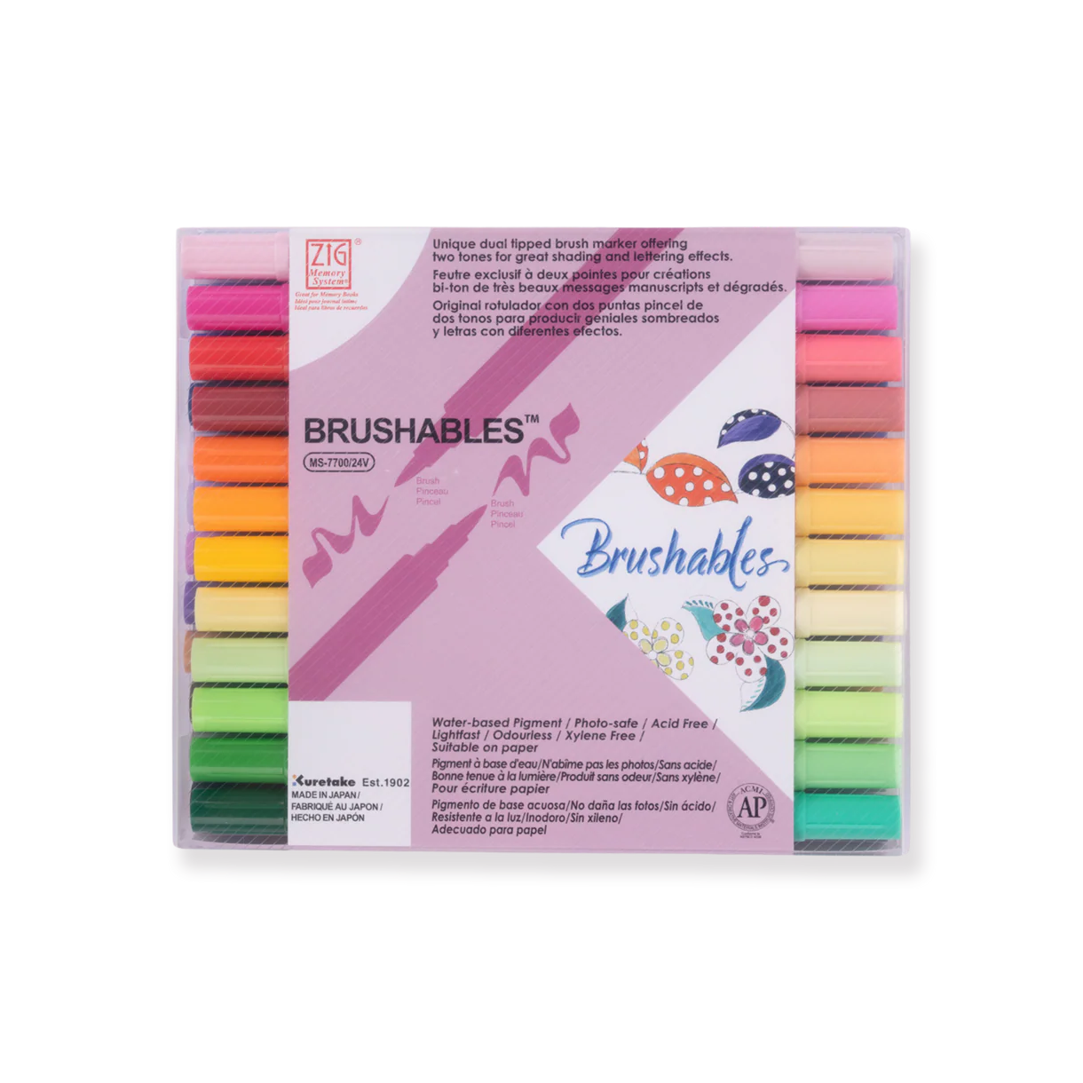  Kuretake Zig Brushables Brush Pen - 24 Colors Set
