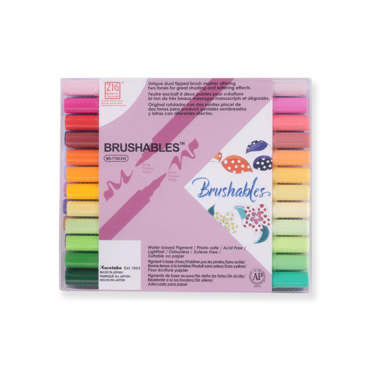  Kuretake Zig Brushables Brush Pen - 24 Colors Set