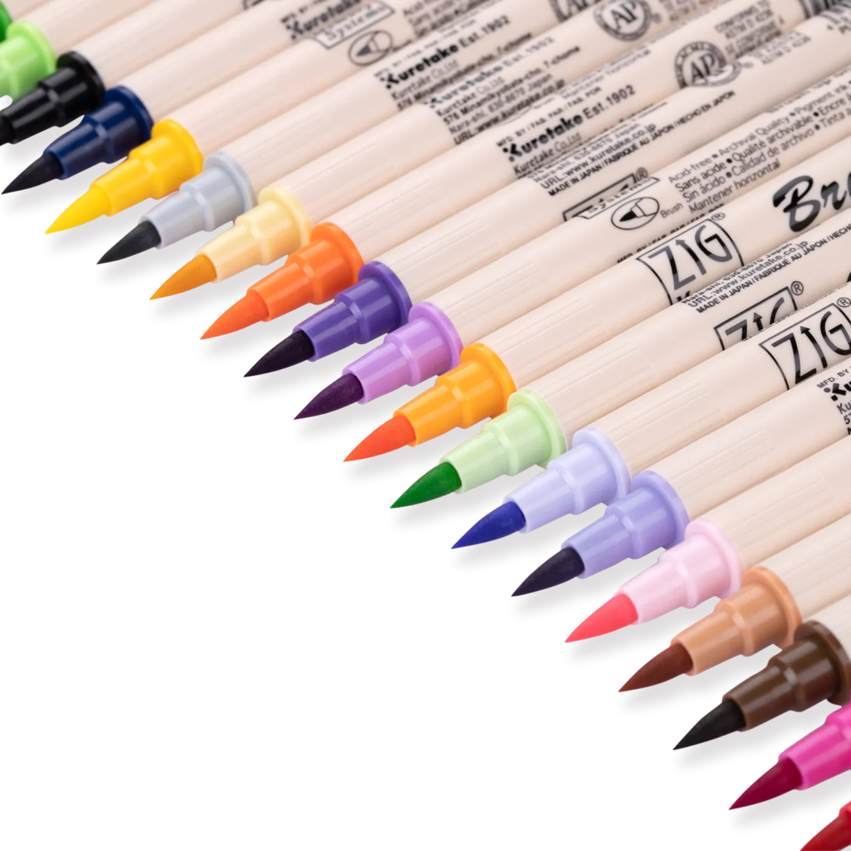  Kuretake Zig Brushables Brush Pen - 24 Colors Set