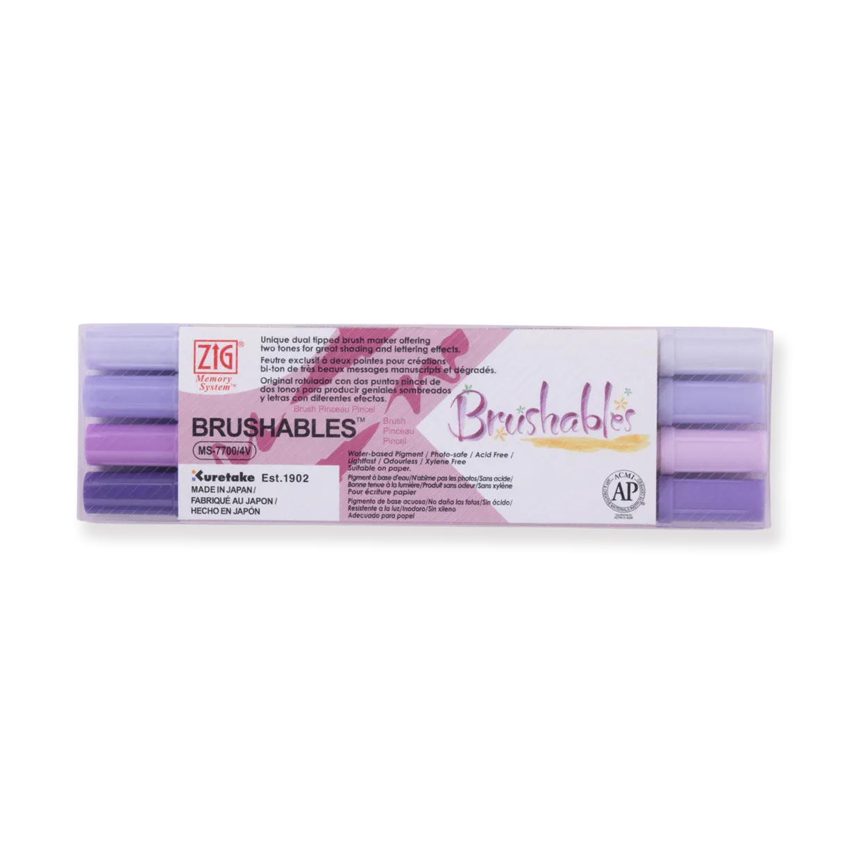 Kuretake Zig Brushables Brush  Pen - 4 Colors  Set