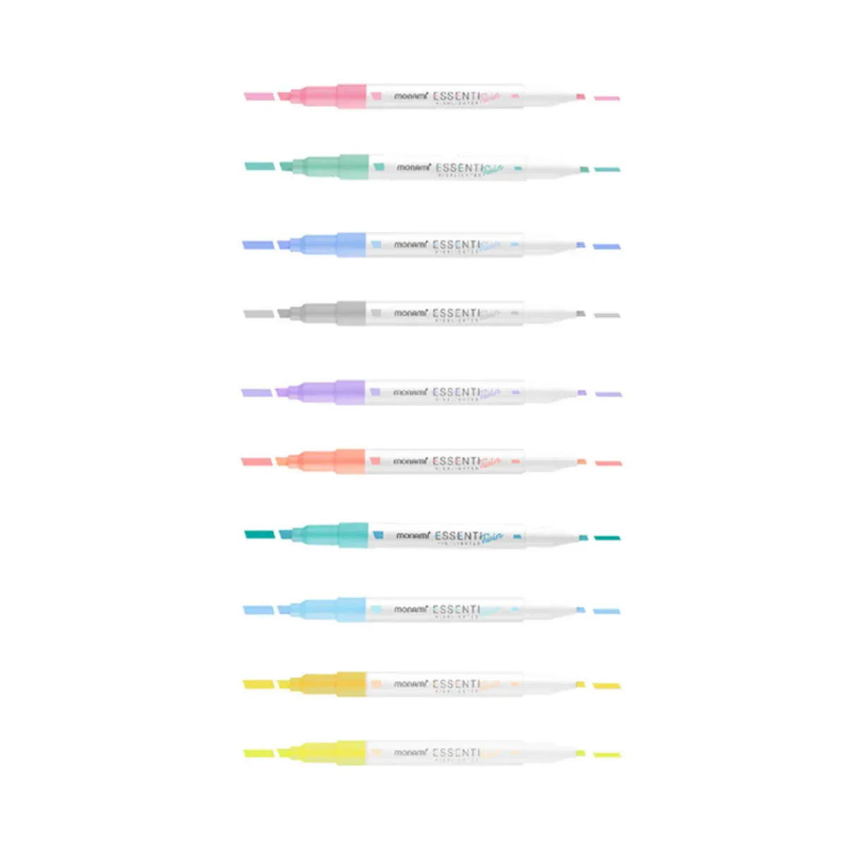 Monami Essenti Twin Highlighter - 2.0 mm  4.0 mm - 10 Colors Set - Fantasy Color