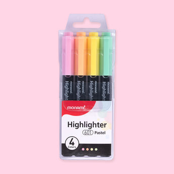 Monami Pastel Highlighter -  4 Pastel Colors Set