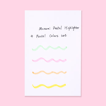Monami Pastel Highlighter -  4 Pastel Colors Set