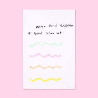 Monami Pastel Highlighter -  4 Pastel Colors Set