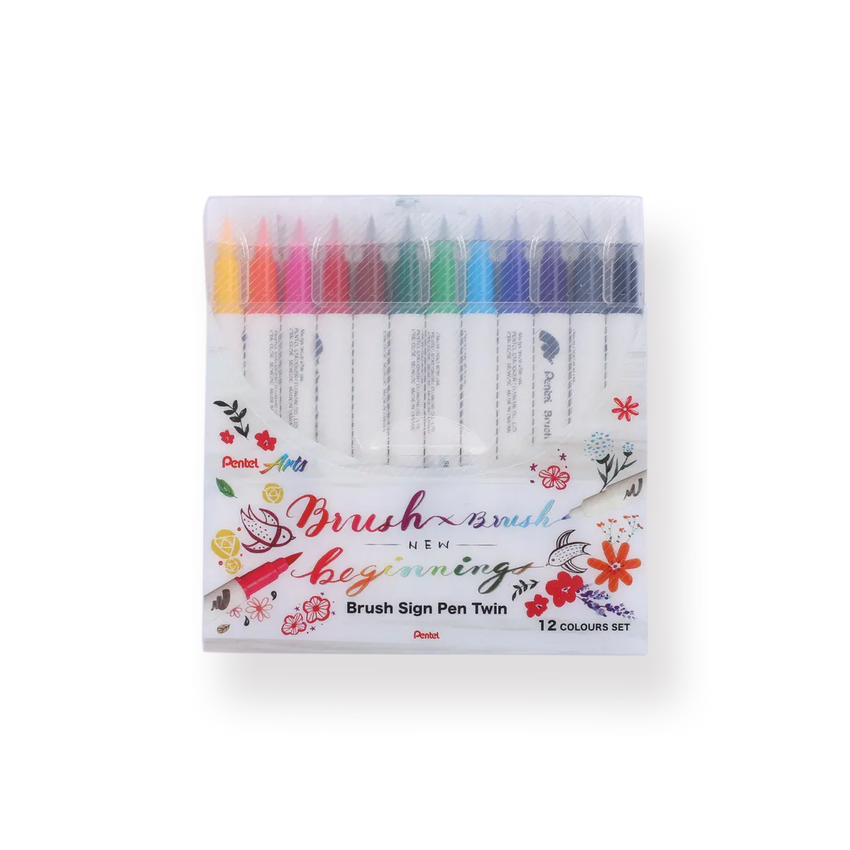 Pentel Brush Sign Pen Twin - Set of 12