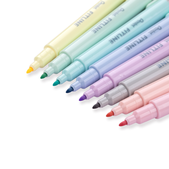 Pentel Fitline Double-Sided Highlighter - Chisel/Fine Tip - 8 Pastel Colors Set