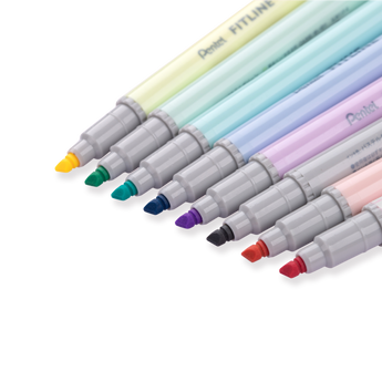 Pentel Fitline Double-Sided Highlighter - Chisel/Fine Tip - 8 Pastel Colors Set