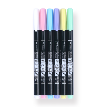 Tombow Fudenosuke Colors Brush Pen - 6 Color Set