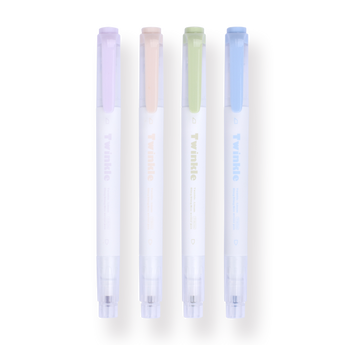 Twinkle Color Double-Sided Highlighter - Fine  Bold - 4 Color Set - animisttoy stationery