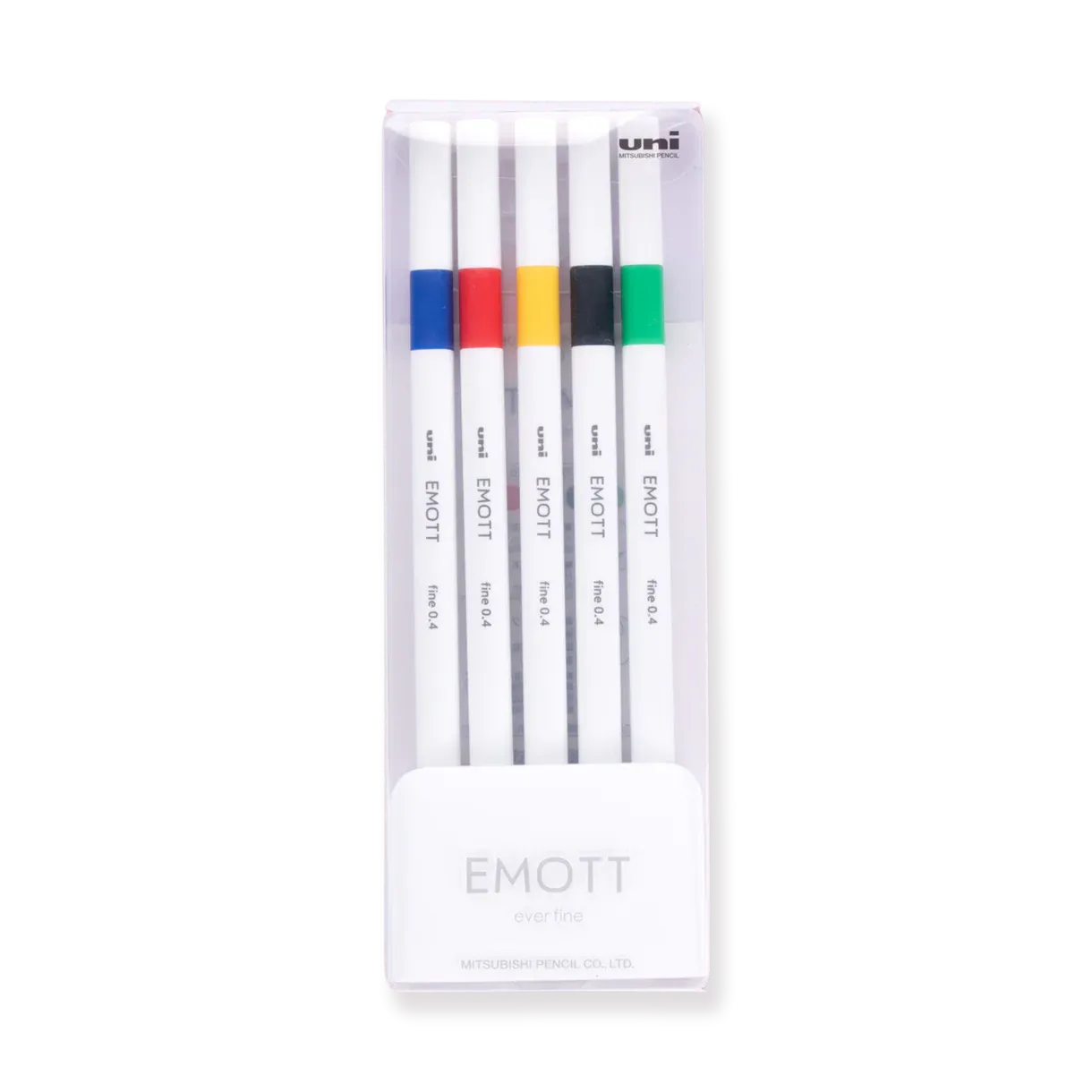 Uni Emott Ever Fine Marking Sign Pen - 0.4 mm - 5 Color Set - No.1 Vivid Color