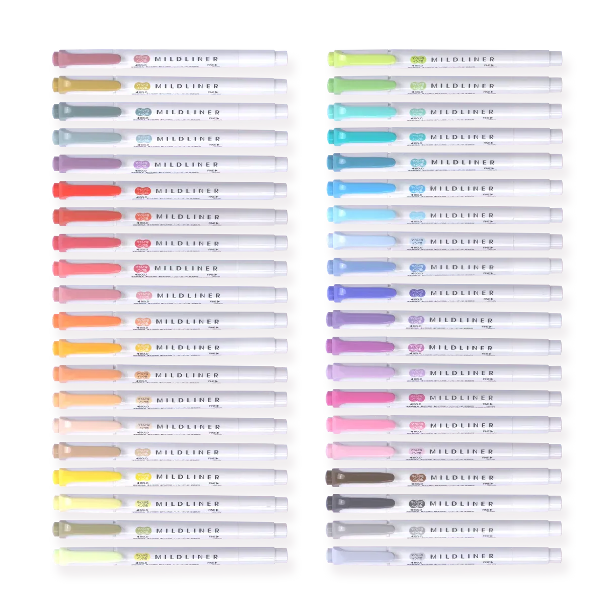 Zebra Mildliner Double-Sided Highlighter (with New 2025 Colors!) - 40 Color Set with Case