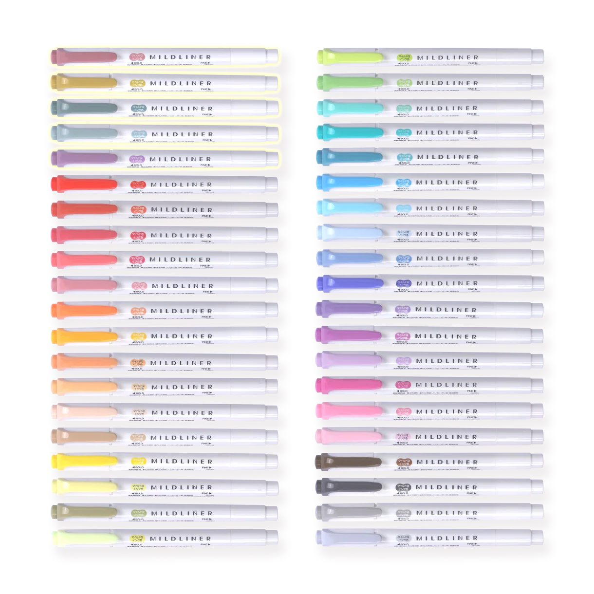 Zebra Mildliner Double-Sided Highlighter (with New 2025 Colors!) - 40 Color Set with Case