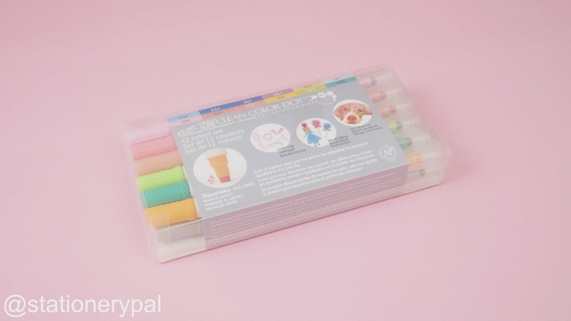 Kuretake ZIG Clean Color Dot Double-Sided Marker - 12 Color Set