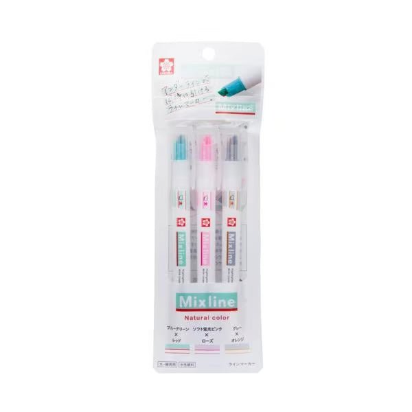 Mixline Line Marker 3 Color Set / Sakura - bungu