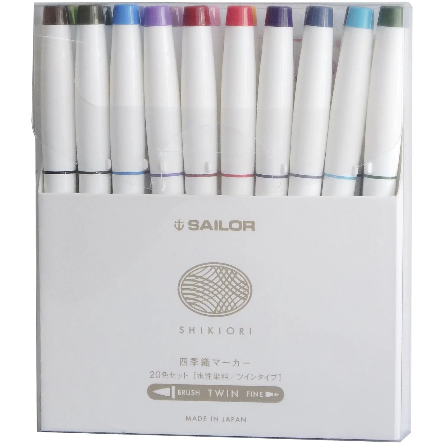 Shikiori Brush and Fine Dual - Tip Marker Full 20 Color Set / Sailor - bungu