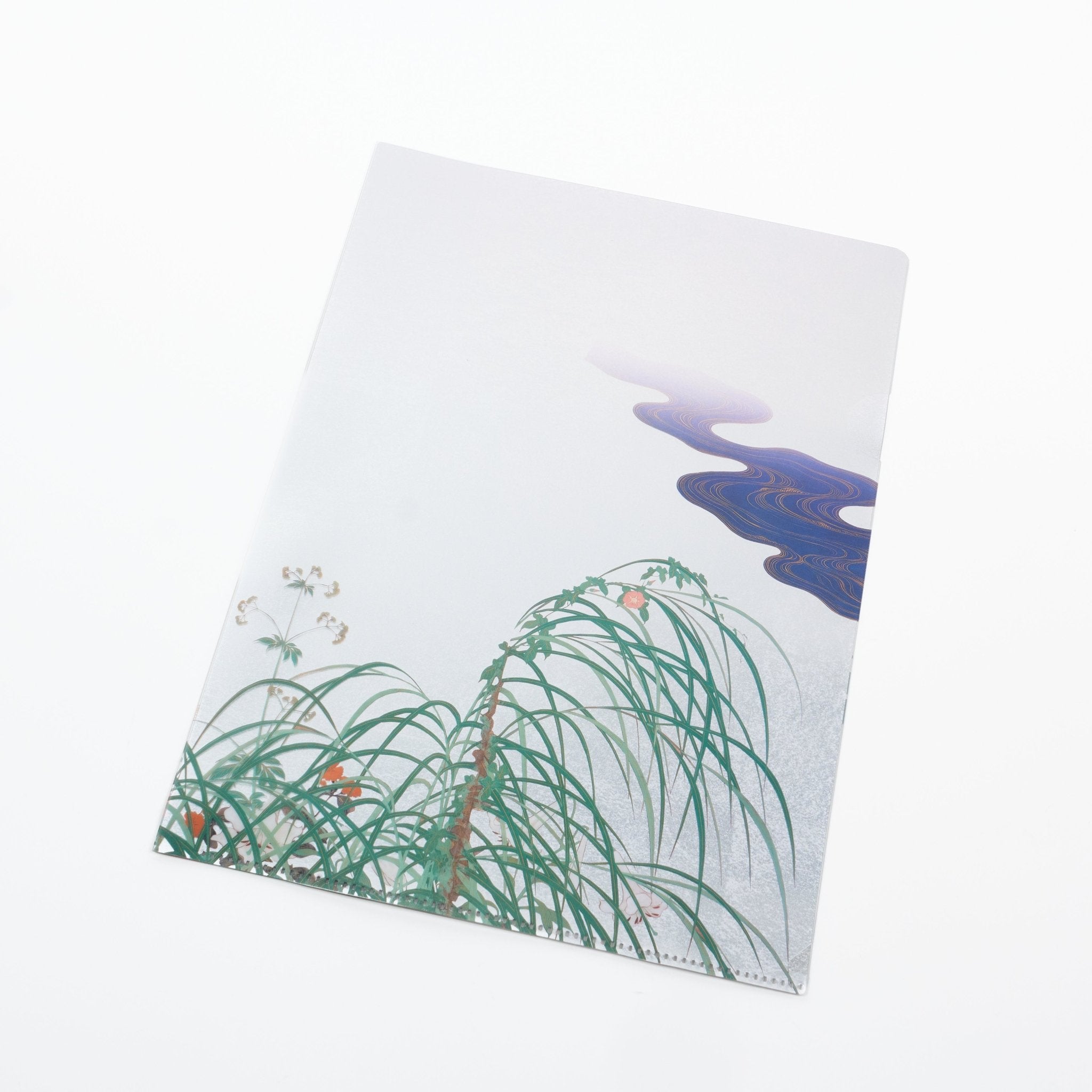 Summer and Autumn Grasses Folding Screen Silver Foil A4 Clear File / Benrido - bungu