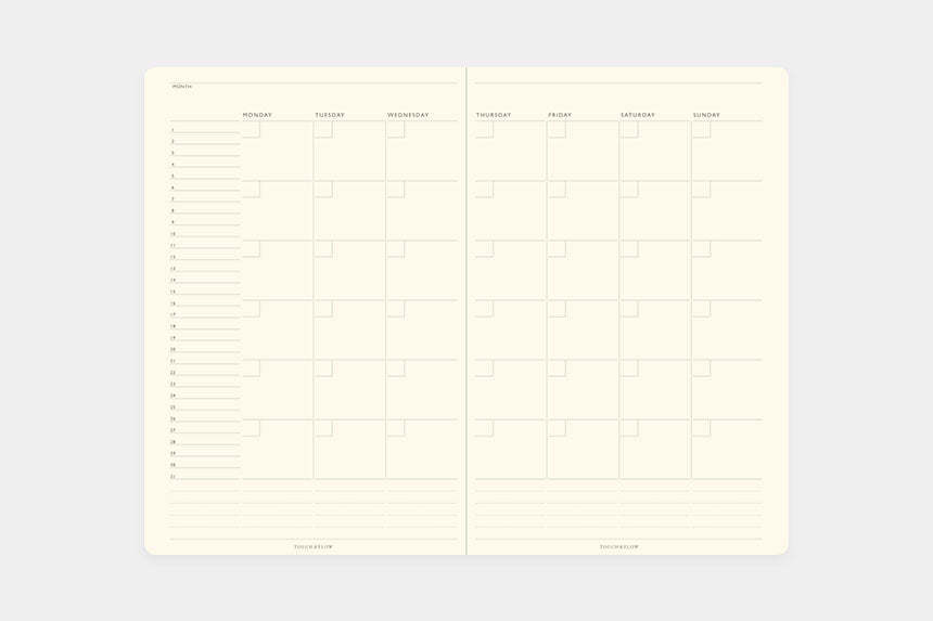 TODAY Monthly Free Diary B6 / Touch & Flow - bungu