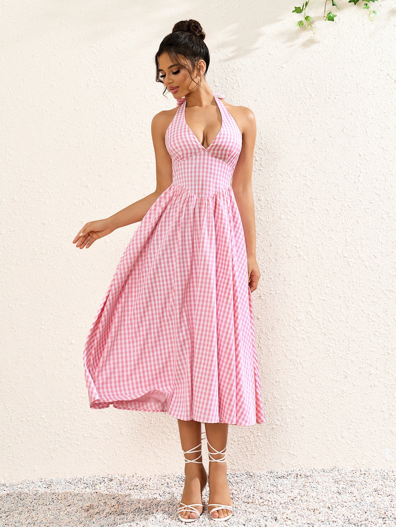 Custom Inked Vneck Halter Dress - Lycra