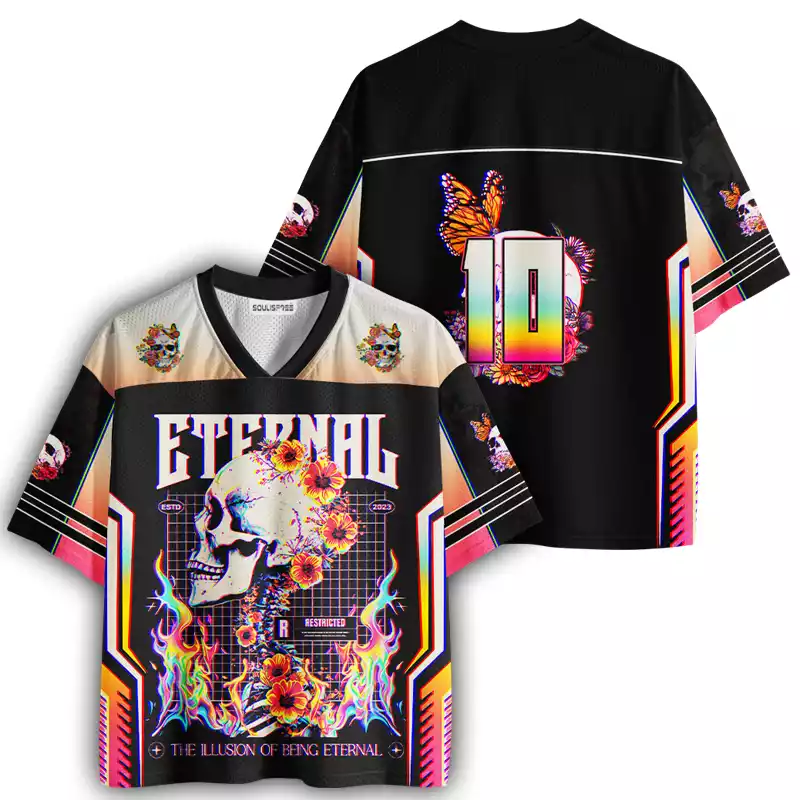 Soulisfree Skull & Bloom Aesthetic Mesh Jersey