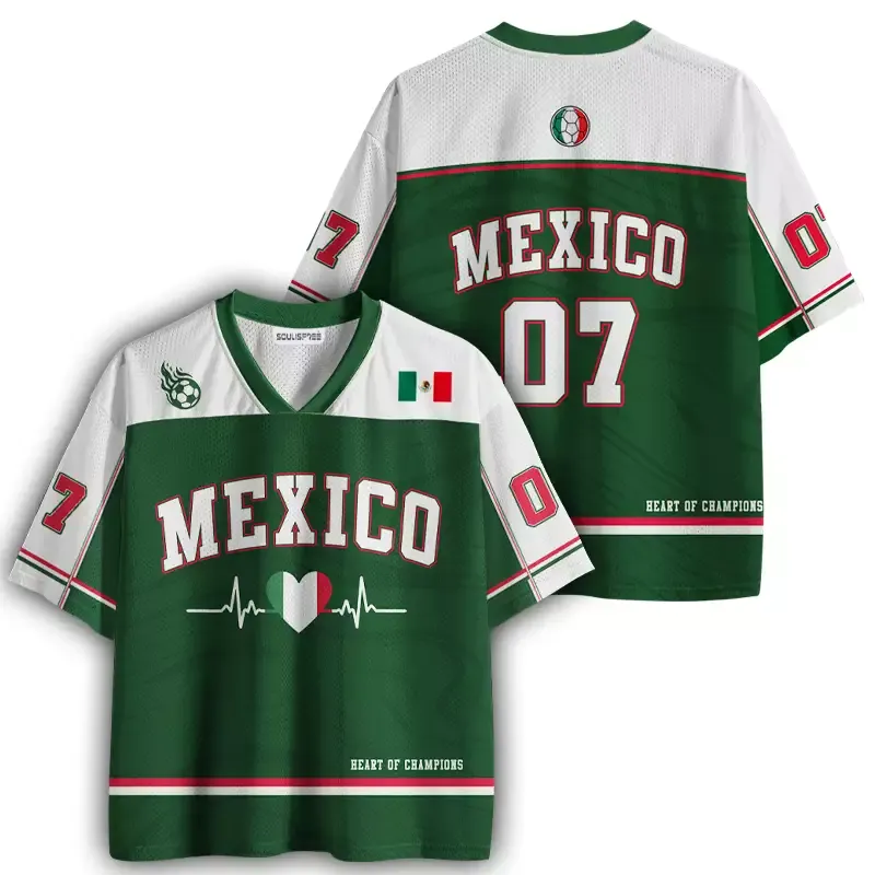 Soulisfree Retro Vintage Mexico Fútbol Mesh Jersey