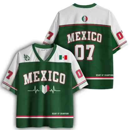 Soulisfree Retro Vintage Mexico Fútbol Mesh Jersey