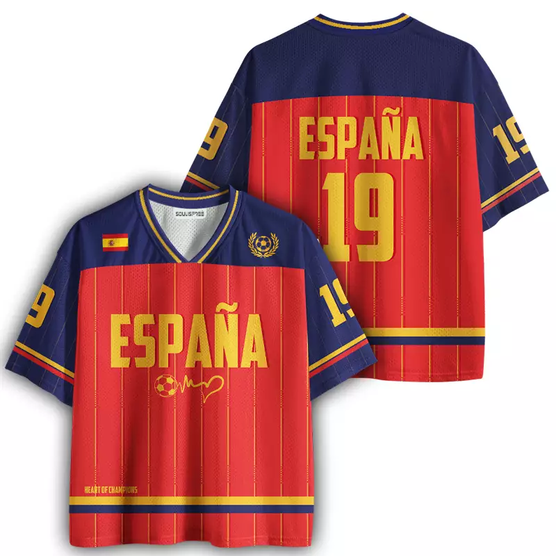 Soulisfree Retro Vintage Spain Fútbol Mesh Jersey