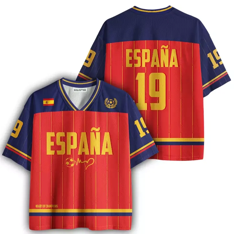 Soulisfree Retro Vintage Spain Fútbol Mesh Jersey
