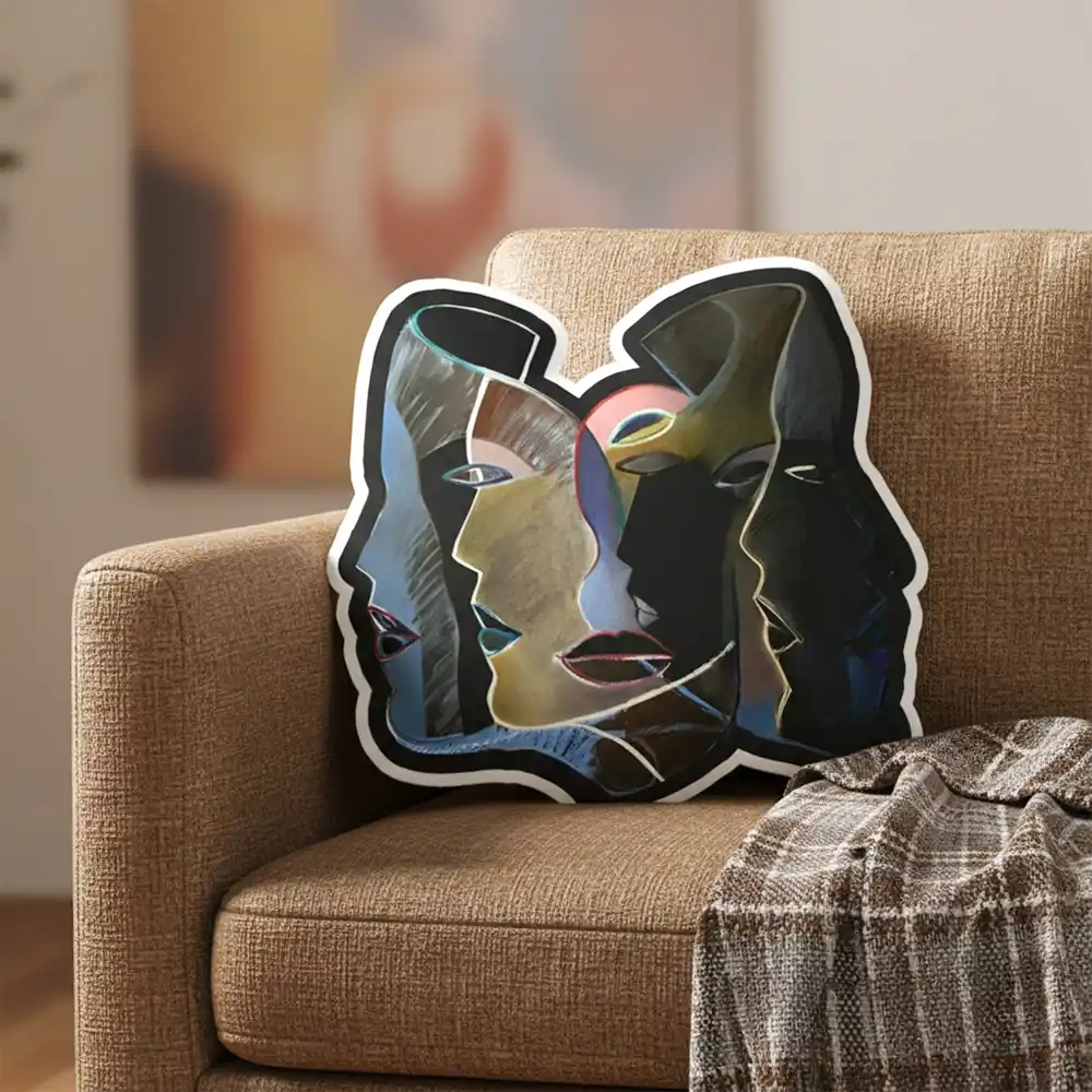 Graphic Faces Pillow