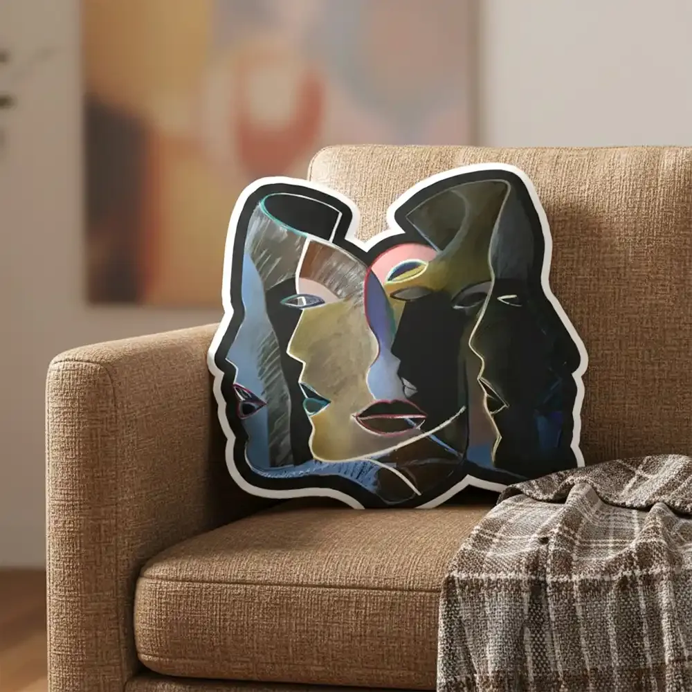 Graphic Faces Pillow